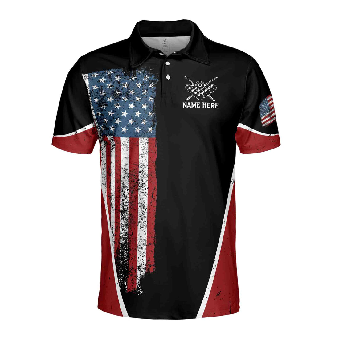 Customize American Flag Billiard, Pool Team Gift Men's Polo Shirts S-5XL