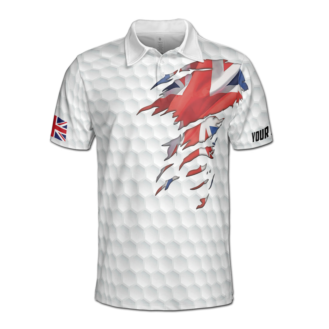 Golf Texture United Kingdom, Great Britain Union Jack Men's Polo Shirt S-5XL