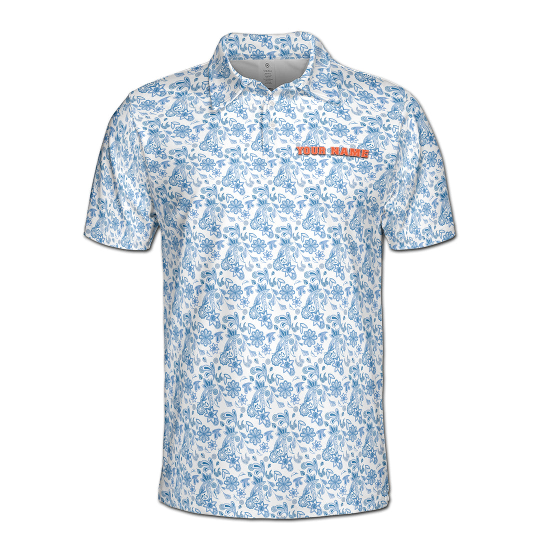 Blue Flower Paisley Golf Men 3D All Over Print Men's Polo Shirt Size S-5XL