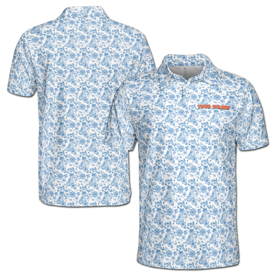 Blue Flower Paisley Golf Men 3D All Over Print Men's Polo Shirt Size S-5XL