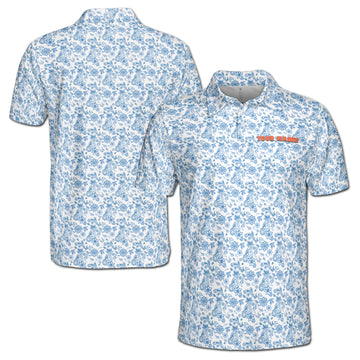 Blue Flower Paisley Golf Men 3D All Over Print Men's Polo Shirt Size S-5XL