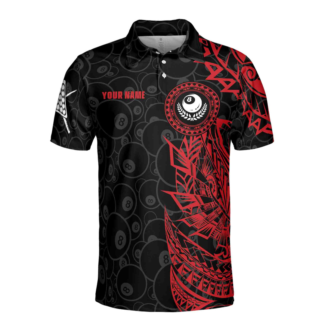 Red Black Tribal Custom Billiard Team Men Men's Polo Shirts S-5XL