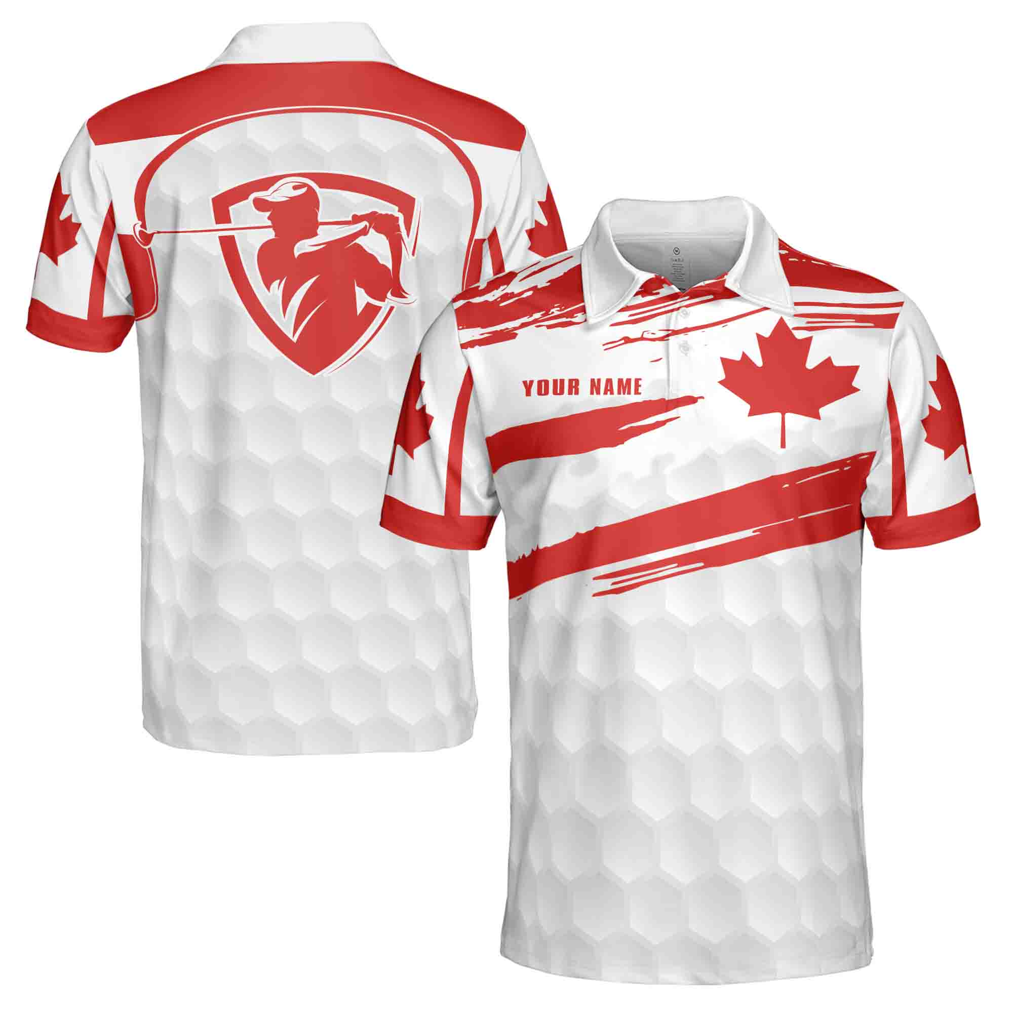Personalized Canada Flag Golf Maple Tree 3D Men's Polo Shirt S-5XL