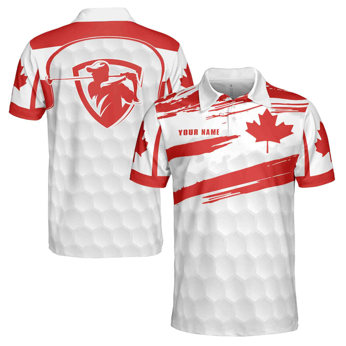 Personalized Canada Flag Golf Maple Tree 3D Men's Polo Shirt S-5XL