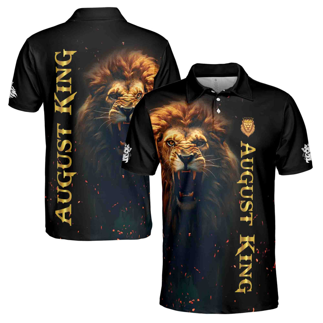 August King The Lion Grunge Men's Polo Shirt S-5XL