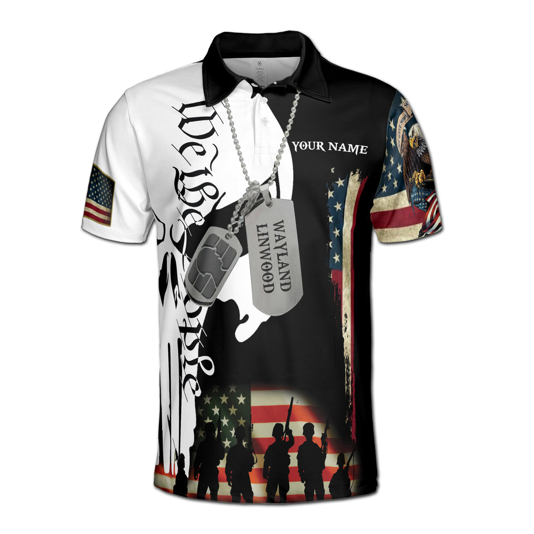 Custom Name Skeleton Veteran Dad The Devil Saw Me, Patriotic American Veteran Polo Shirts S-5XLMen's