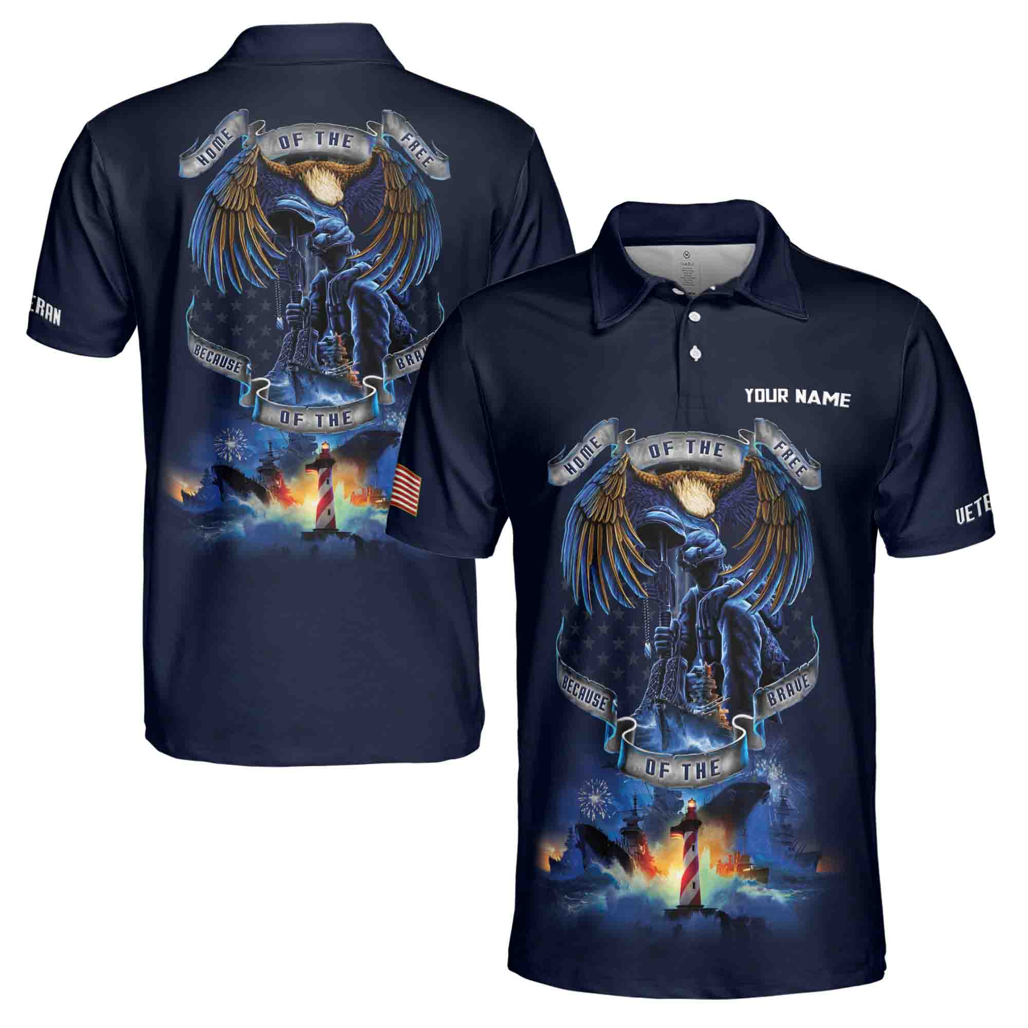 Veteran Blue Eagle American Warrior US Army 3D Men's Polo Shirt Size S-5XL