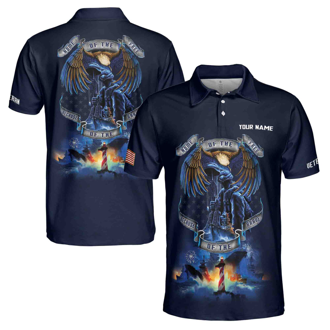 Veteran Blue Eagle American Warrior US Army 3D Men's Polo Shirt Size S-5XL