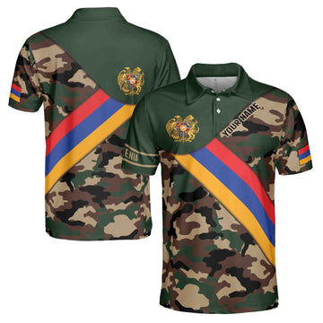 Customize Armenia Flag Camouflage Army 3D All Over Print Men's Polo Shirts S-5XL
