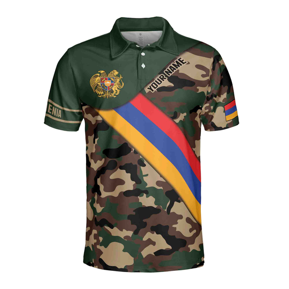 Customize Armenia Flag Camouflage Army 3D All Over Print Men's Polo Shirts S-5XL