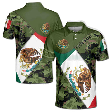 Customize Mexico Flag Camouflage Army 3D All Over Print Men's Polo Shirts S-5XL