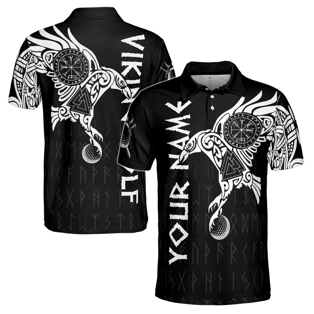 Custom The Raven Tattoo Art Viking Golf Custom Men's Polo Shirt S-5XL