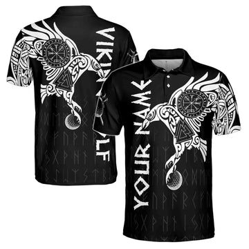 Custom The Raven Tattoo Art Viking Golf Custom Men's Polo Shirt S-5XL