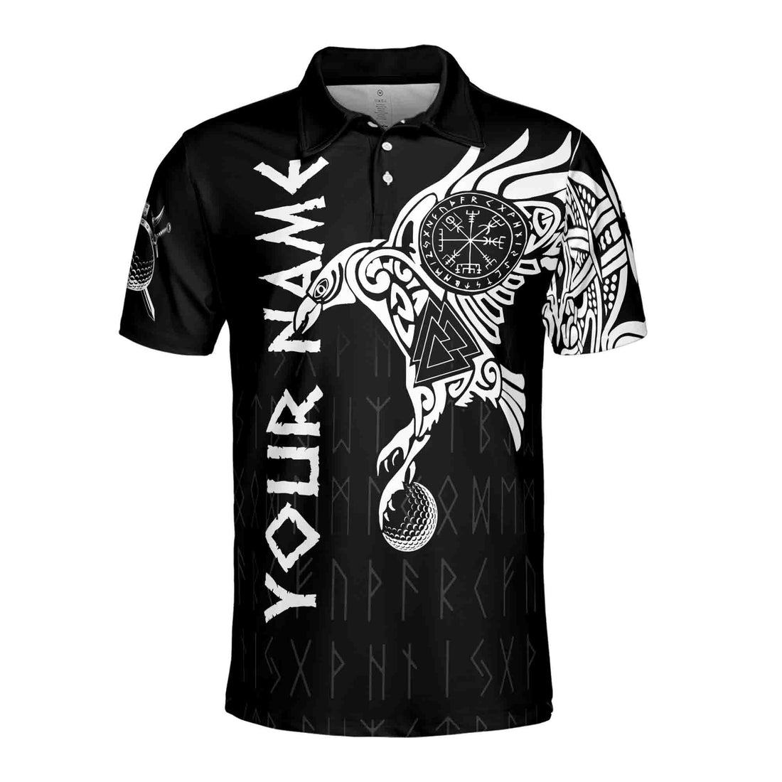 Custom The Raven Tattoo Art Viking Golf Custom Men's Polo Shirt S-5XL
