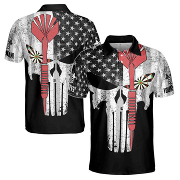 Personalized Darts Punisher Skull Men's Polo Shirt S-5XL