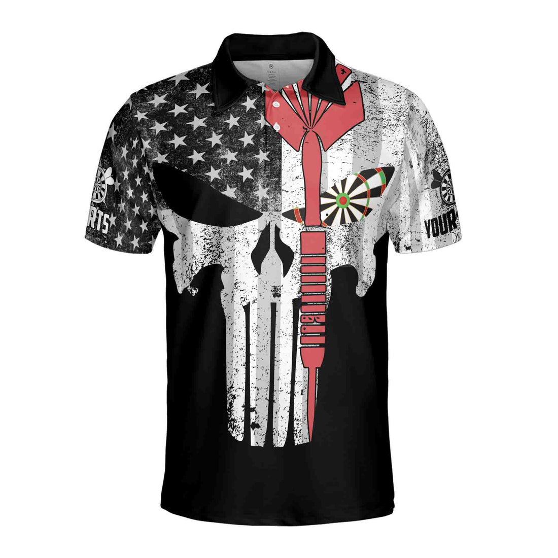 Personalized Darts Punisher Skull Men's Polo Shirt S-5XL