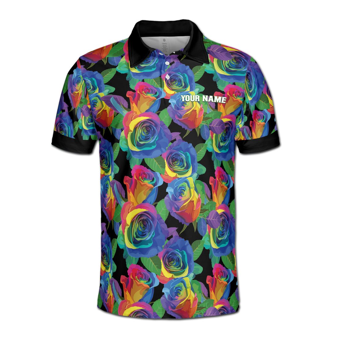 Colorful Rainbow Rose 3D All Over Print Men's Polo Shirts S-5XL