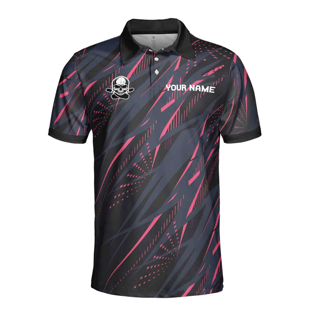 Custom Bowling Team Funny Skull Men's Polo Shirt S-5XL