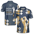 Personalized Swing Swear Drink Repeat Funny Golf Men 3D All Over Print Men's Polo Shirts S-5XL