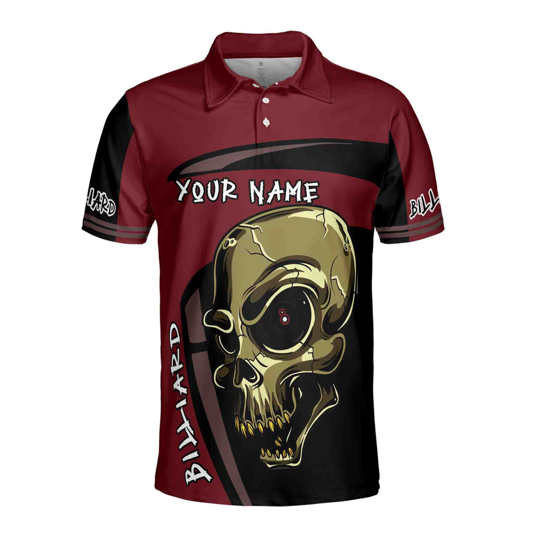 Custom Name Skull Billiard Team Gift 3D Men's Polo Shirt Size S-5XL