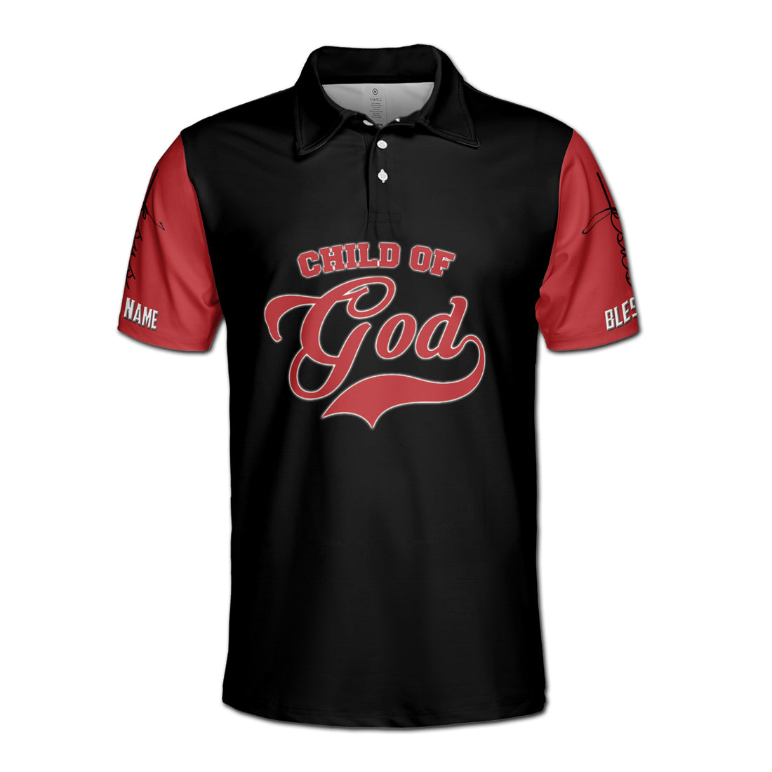 Personalized Name Jesus The Warrior The child of God 3D Men's Polo Shirt Size S-5XL