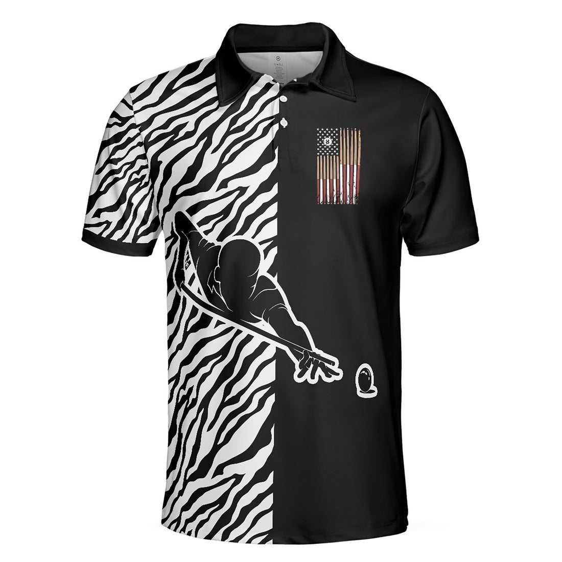 Billiards Zebra, Cool Billiards With Zebra Pattern Men's Polo Shirt S-5XL