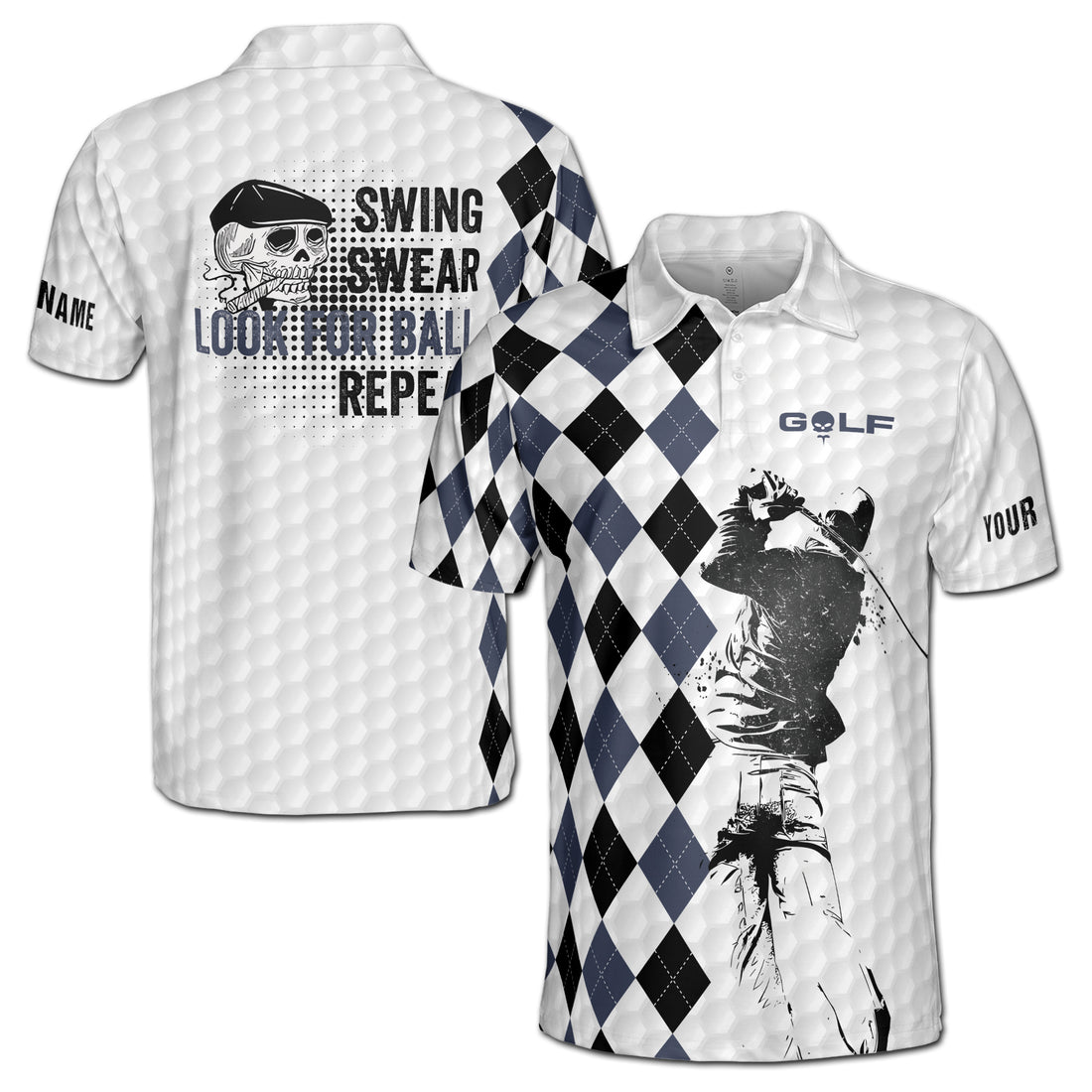 Funny Men Golf Club Swing Swear Look Repeat Golf Team 3D Men's Polo Shirt S-5XL