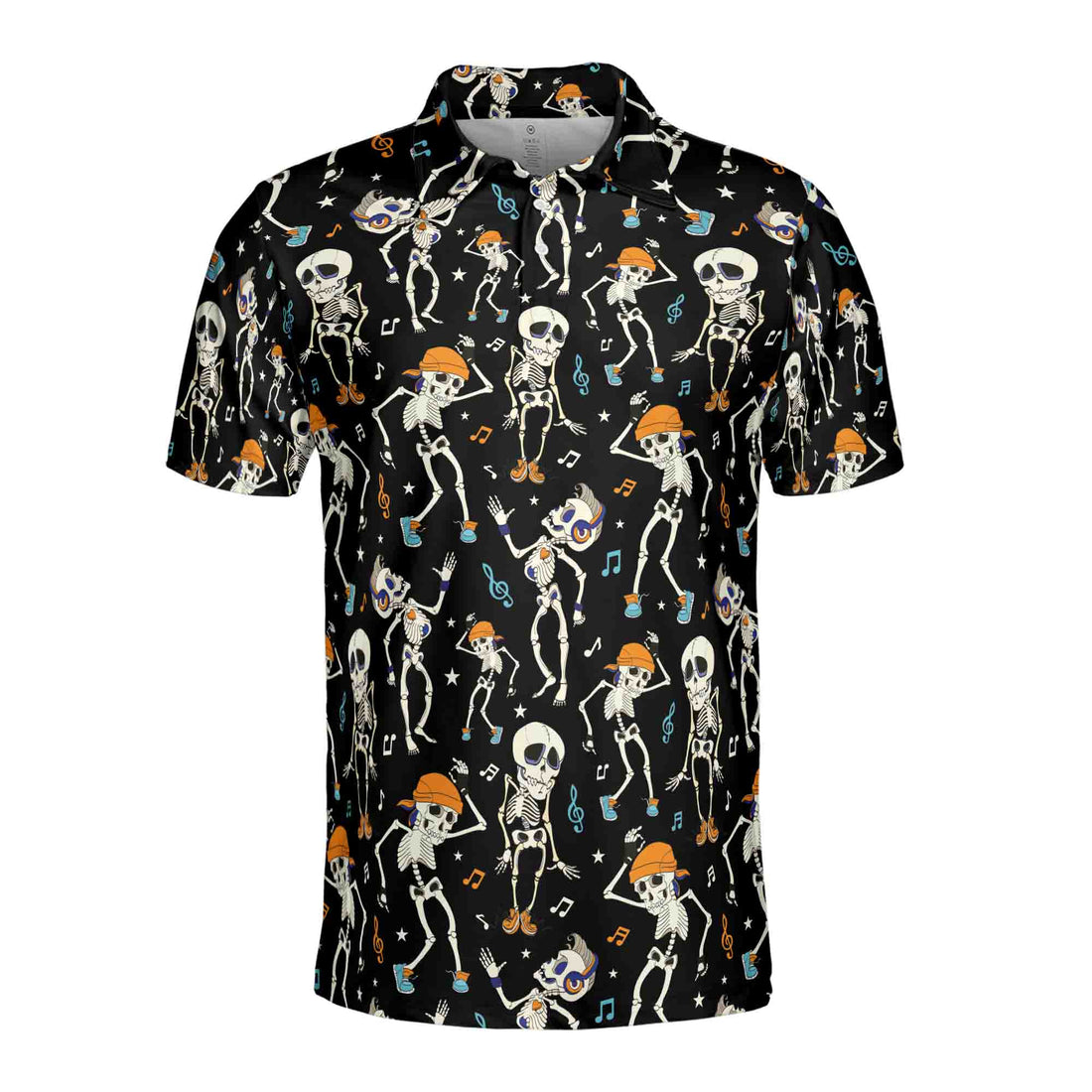 Skeleton Chilling Hawaiian Halloween, Music and Skeleton Men's Polo Shirt S-5XL