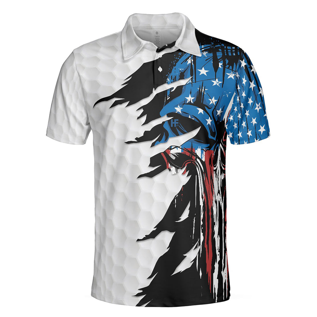 Skull American Ripped Golf Men's Polo Shirt S-5XL