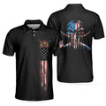 Dark Theme 8-ball Wet Paint Skull American Flag BilliardsMen's Polo Shirt S-5XL