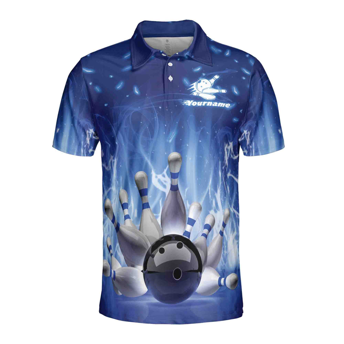 Custom Bowling Player Name Team Name On Blue Bowling Men's Polo Shirt S-5XL