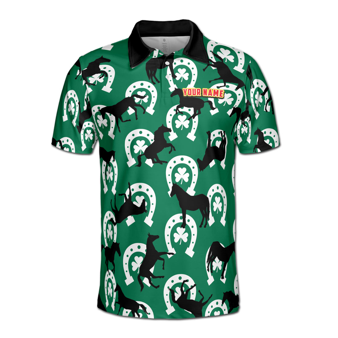 Horse Shamrock Horse Shoes Pattern Men's Polo Shirt S-5XL