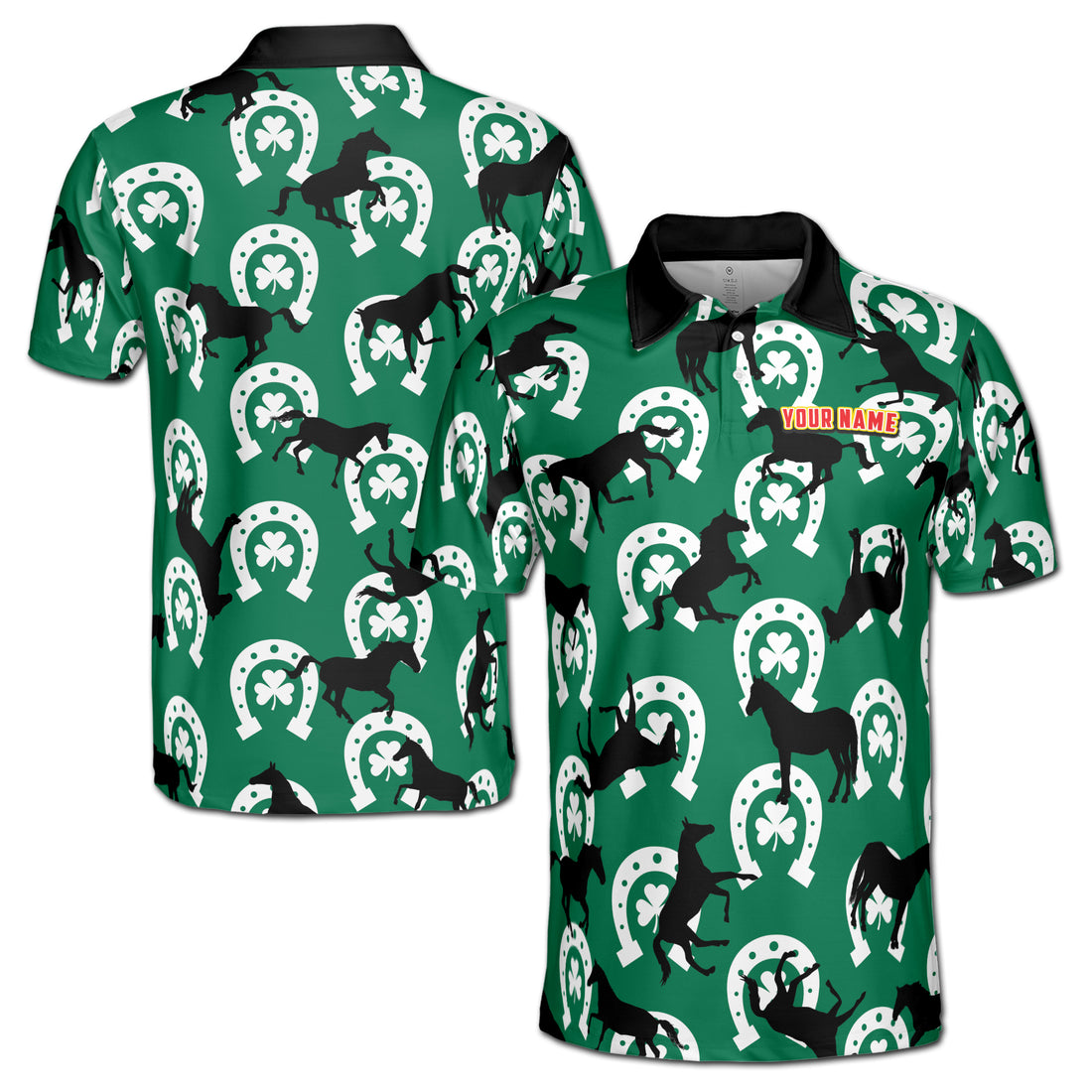 Horse Shamrock Horse Shoes Pattern Men's Polo Shirt S-5XL