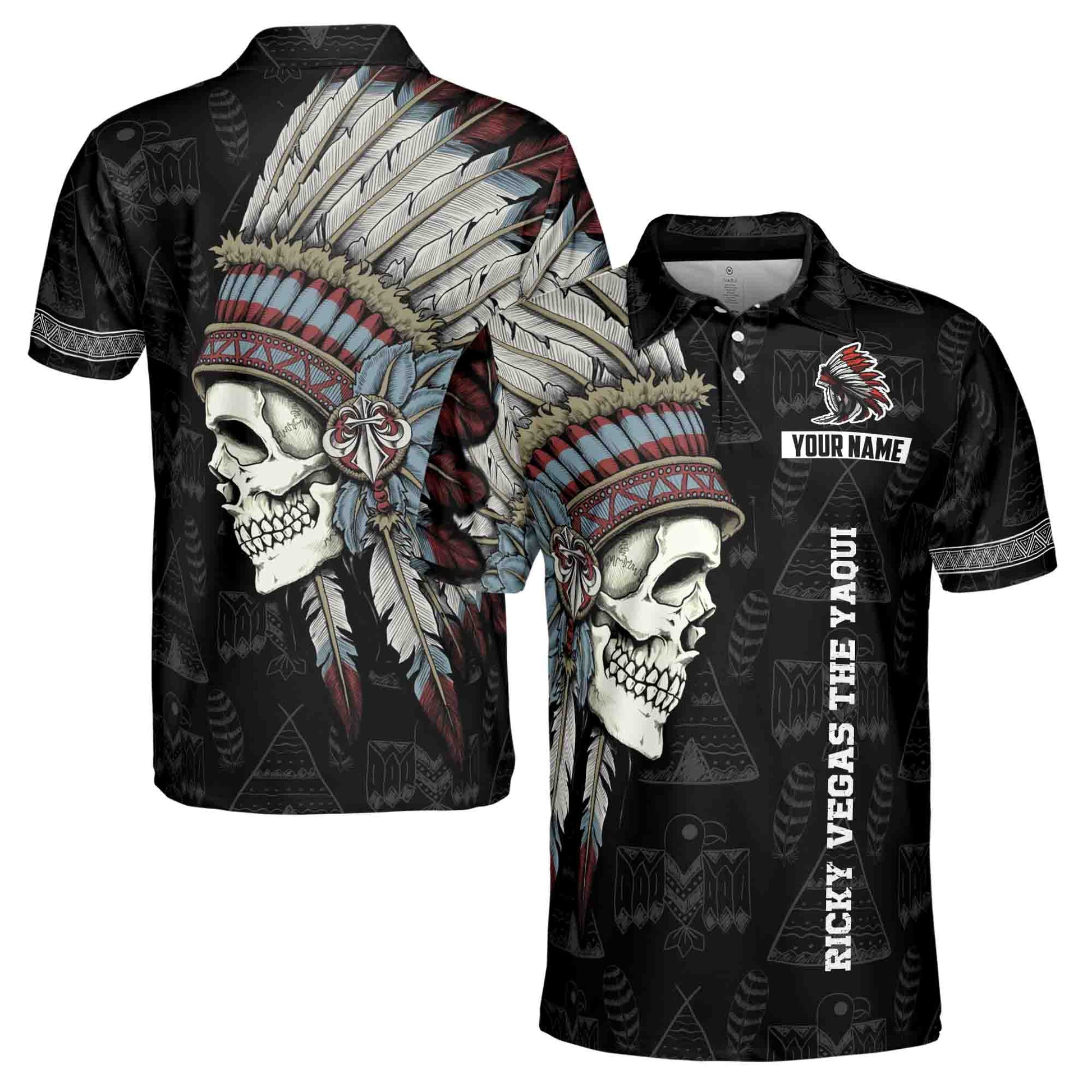 Native American Tribal Chef 3D Men's Polo Shirt S-5XL