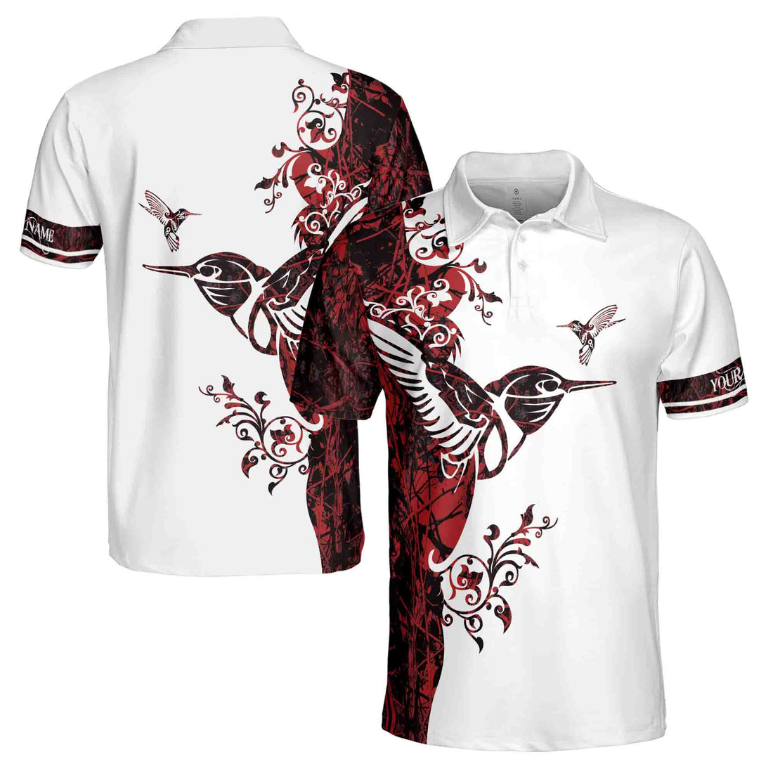 Custom Northwest Coast Hummingbird Native Red Haida Men's Polo Shirt S-5XL