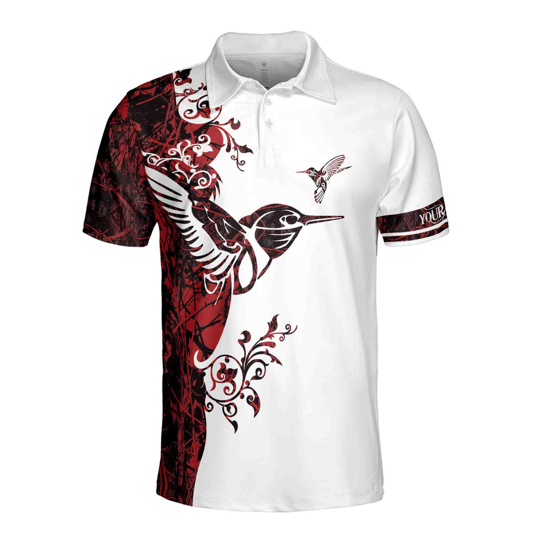 Custom Northwest Coast Hummingbird Native Red Haida Men's Polo Shirt S-5XL