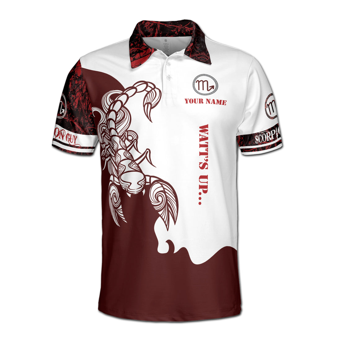 Scorpion Guy Red Pattern Have 3 Sides Men's Polo Shirt S-5XL