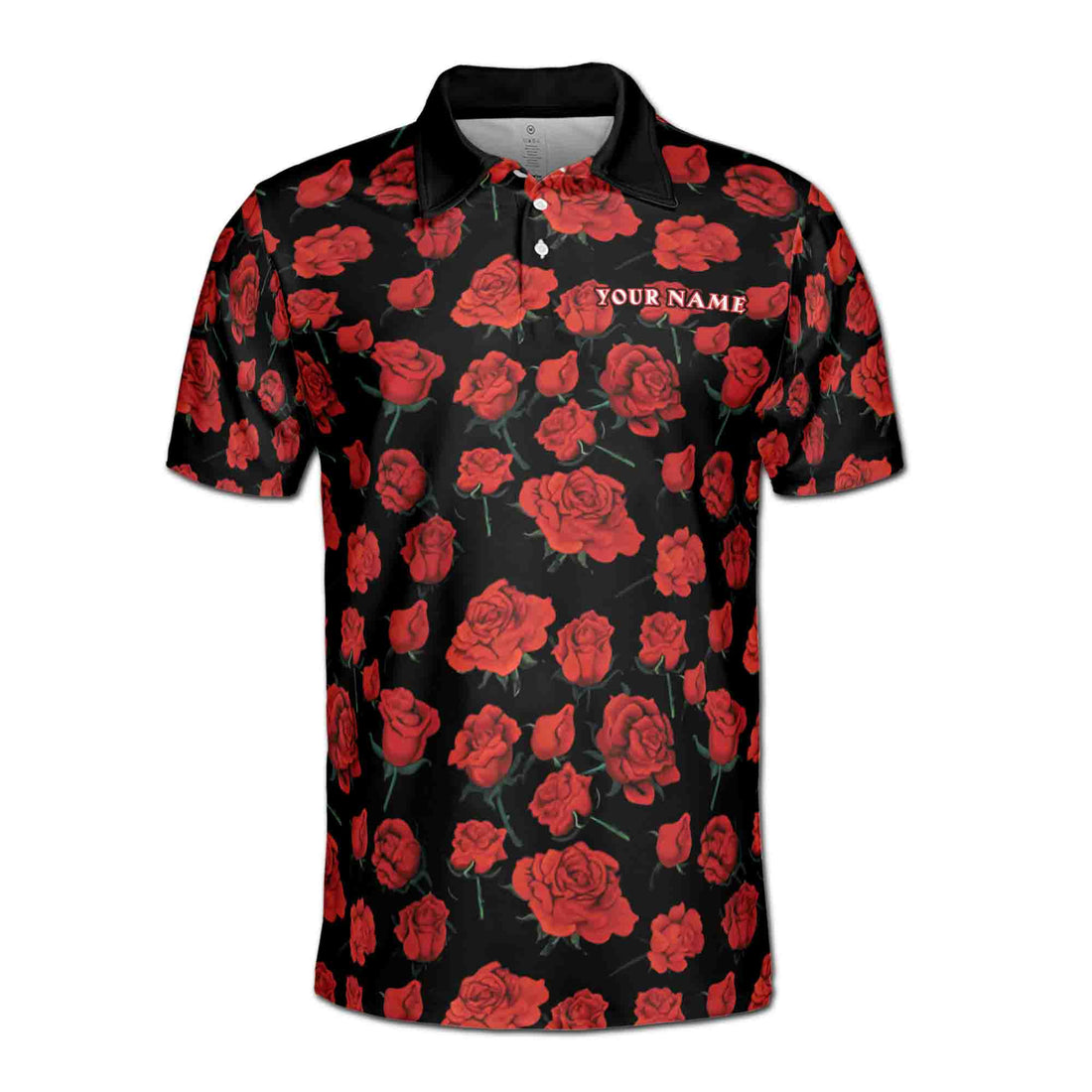 Printed Red Rose Art Pattern Casual Golf Men's Polo Shirt S-5XL