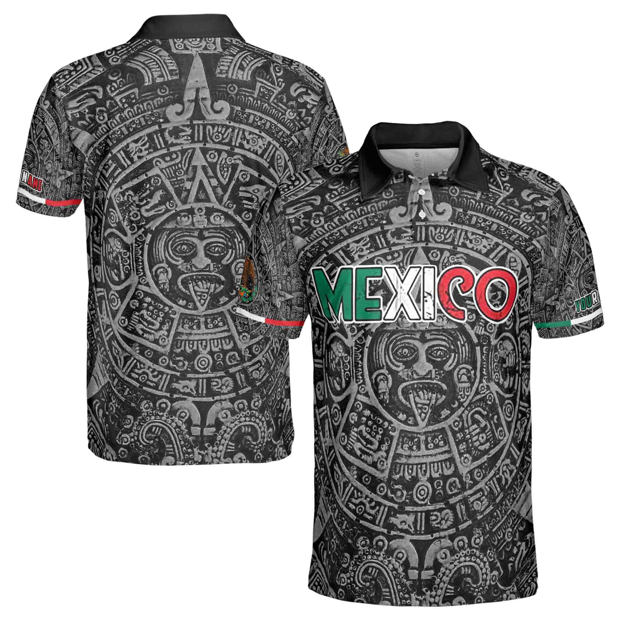 Personalized Name Tribal Pattern Mexico Men's Polo Shirt S-5XL