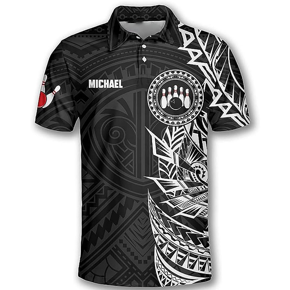 Custom Bowling Tribal Pattern Bowling Team Gift 3D Men's Polo Shirts Size S-5XL