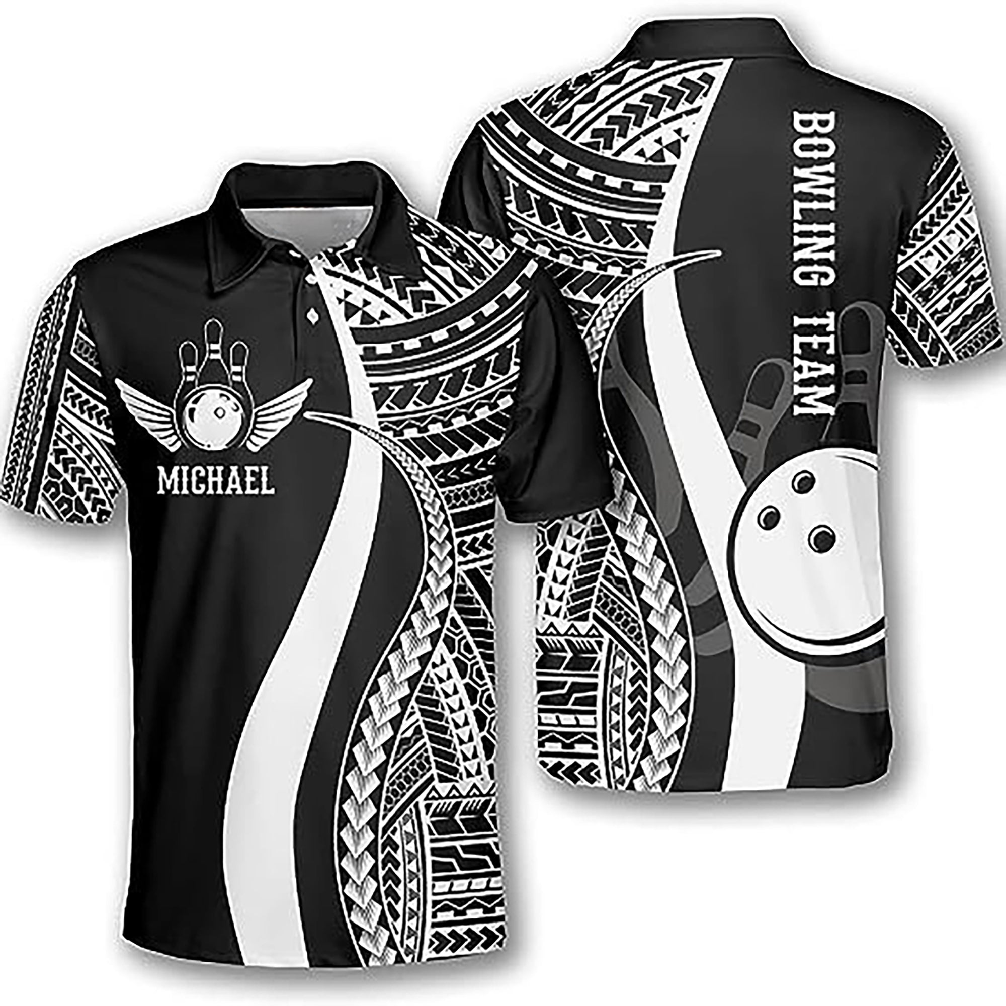 Personalize Bowling Tribal Pattern Bowling Team Gift 3D Men's Polo Shirts Size S-5XL
