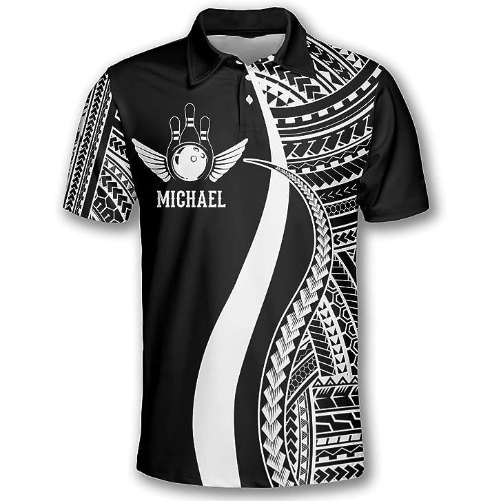 Personalize Bowling Tribal Pattern Bowling Team Gift 3D Men's Polo Shirts Size S-5XL