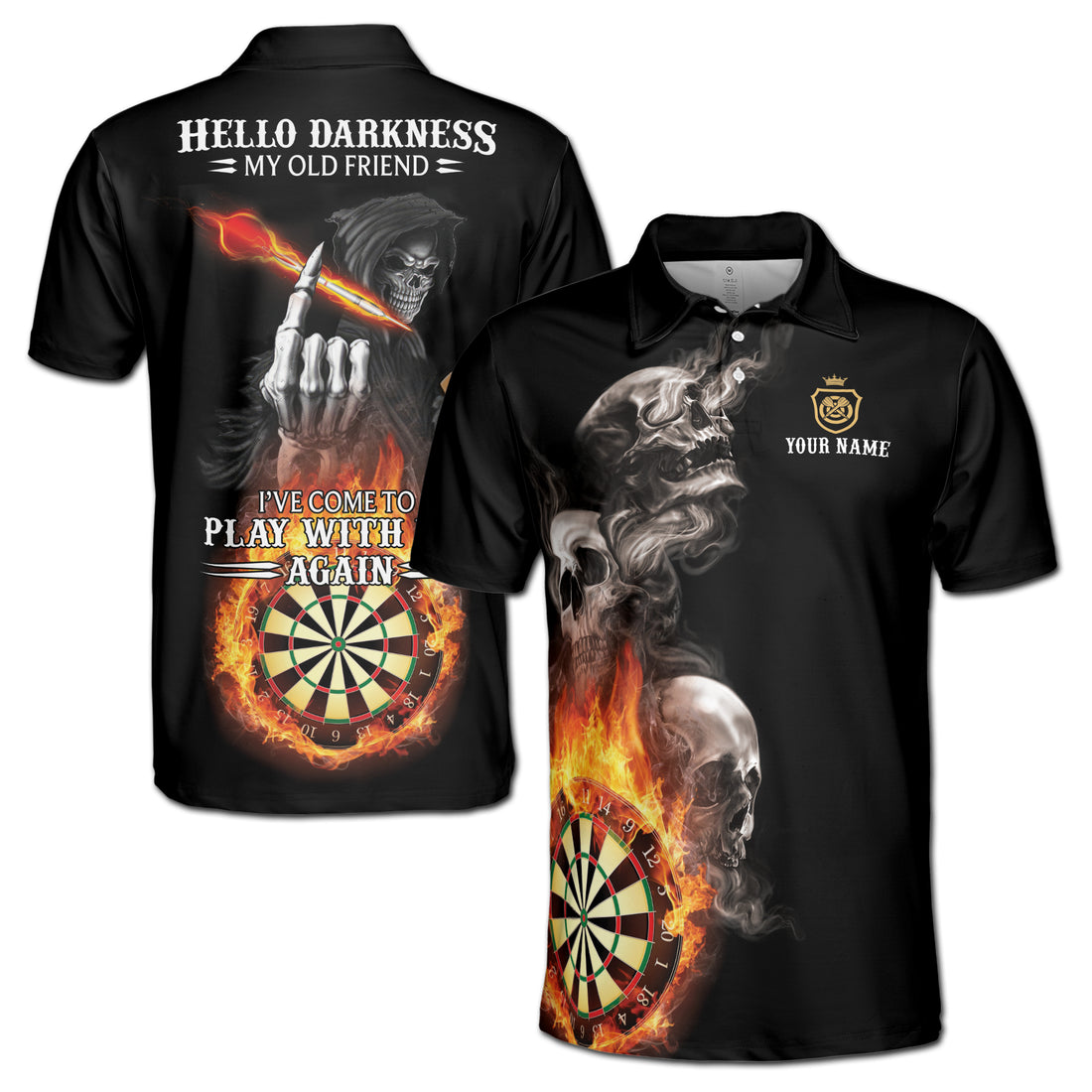 Personalized Darts, Custom Dart Skull 3D Men's Polo Shirt Size S-5XL