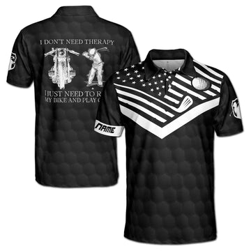 Personalized Black American Flag Golf Ball Pattern Men's Polo Shirt S-5XL