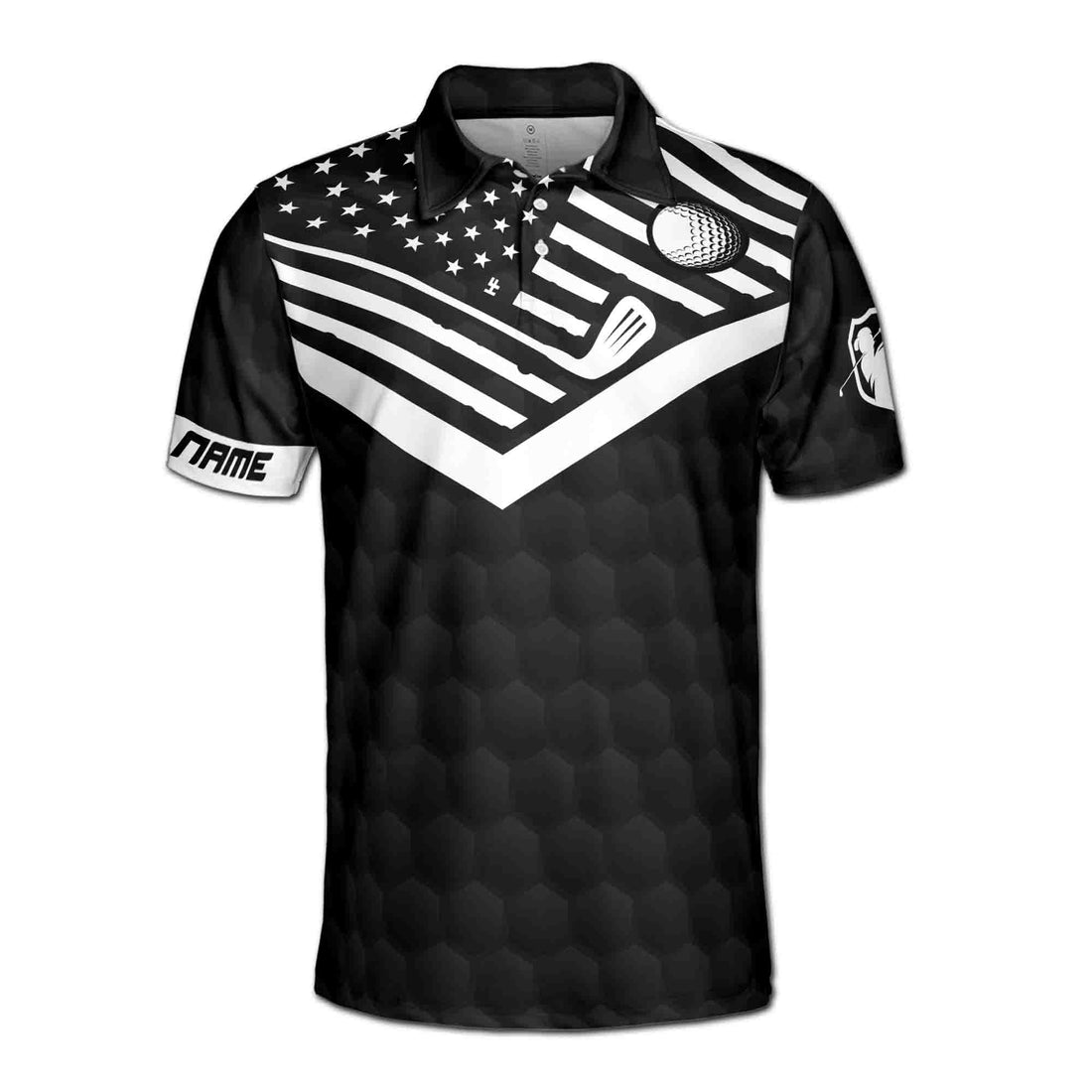 Personalized Black American Flag Golf Ball Pattern Men's Polo Shirt S-5XL