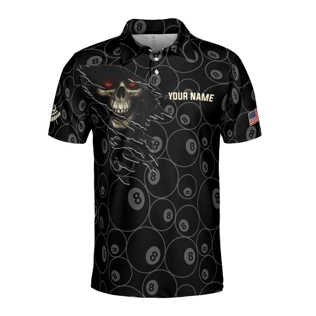 Customize Name Skull Pool I'm Here to Break Your Balls Men's Polo Shirt S-5XL