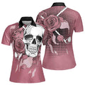 Golf Skull Ladies Rose Golf Pink Women's Polo Shirt S-5XL