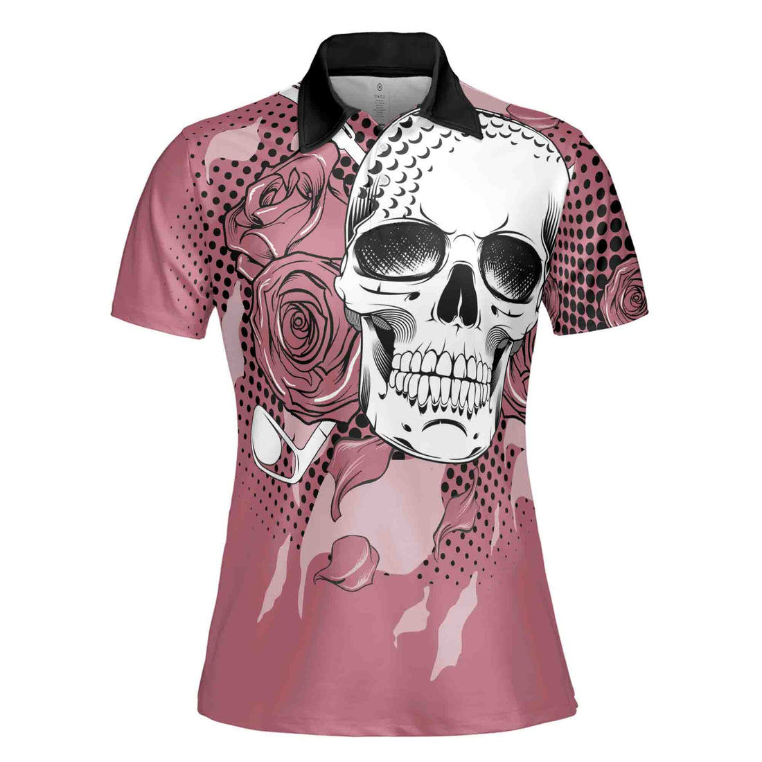 Golf Skull Ladies Rose Golf Pink Women's Polo Shirt S-5XL