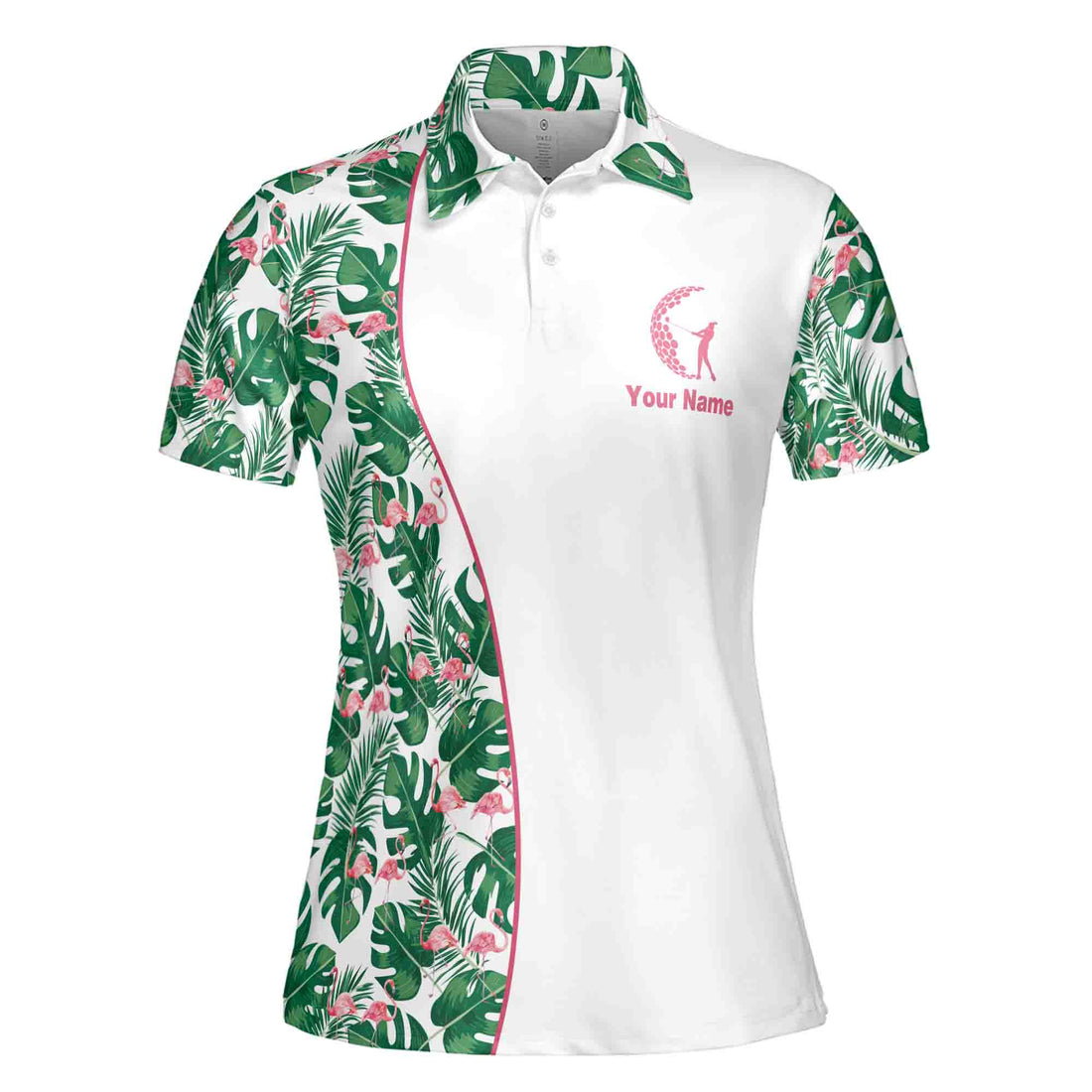 Funny Womens Golf Friend Falmingo Tropical Pattern Women's Polo Shirt S-5XL
