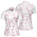 Cute Flamingo Playing Golf Pattern White Golf Team Women's Polo Shirt S-5XL